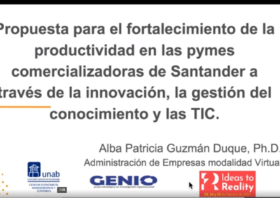 Alba P. Guzmán D.  Propuesta para el fortalecimiento de la productividad en las pymes comercializadoras de Santander a través de la innovación, la gestión del conocimiento y las TIC.