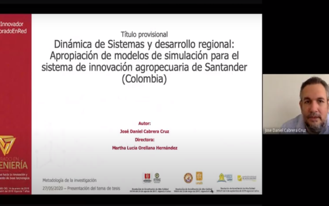 José D. Cabrera C.  Dinámica de Sistemas y el desarrollo regional y sectorial de Ciencia, Tecnología e Innovación. Apropiación de conocimiento para el sistema regional de CTI y el sector agropecuario de Santander (Colombia)