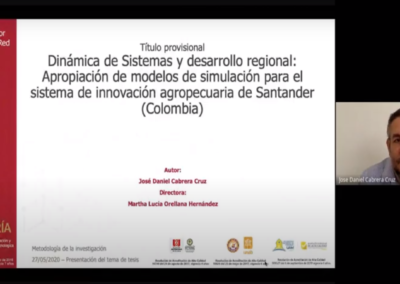 José D. Cabrera C.  Dinámica de Sistemas y el desarrollo regional y sectorial de Ciencia, Tecnología e Innovación. Apropiación de conocimiento para el sistema regional de CTI y el sector agropecuario de Santander (Colombia)