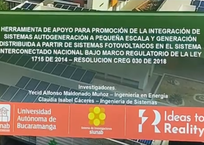 Yecíd A. Muñoz M.  Herramienta de apoyo para promoción de la integración de sistemas autogeneración a pequeña escala y generación distribuida a partir de sistemas fotovoltáicos en el sistema interconectado nacional bajo marco regulatorio de la resolución 030 de 2018.