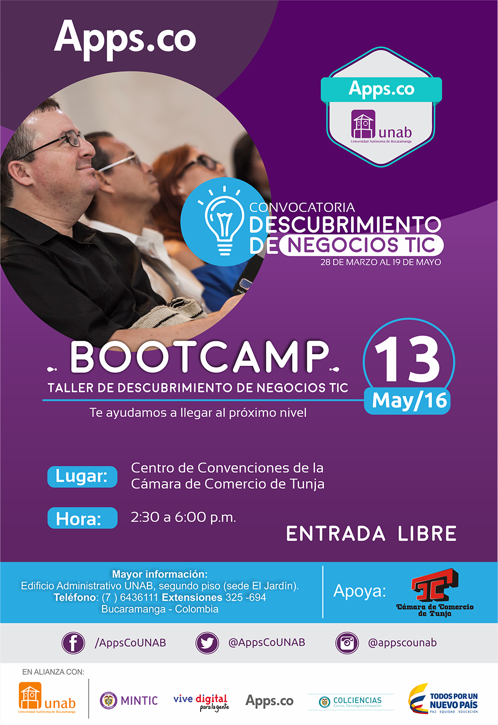 Taller de Descubrimiento de Negocios (Bootcamp) Apps.co-UNAB en Tunja