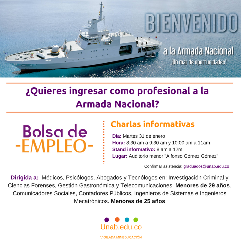 Charla informativa: Convocatoria para profesionales en la Armada Nacional