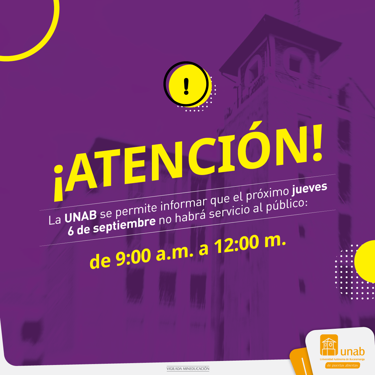 Atención al público jueves 6 de septiembre