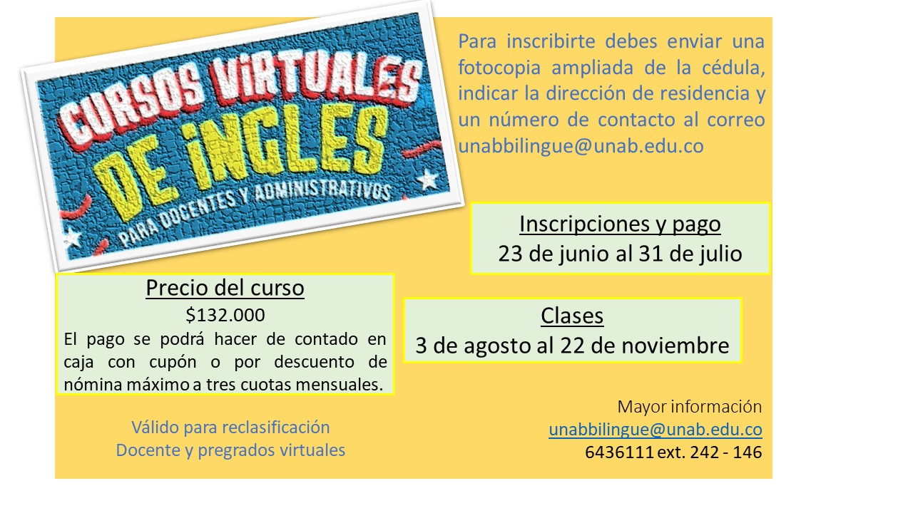 UNAB Bilingüe-Curso Virtual de inglés para docentes y administrativos