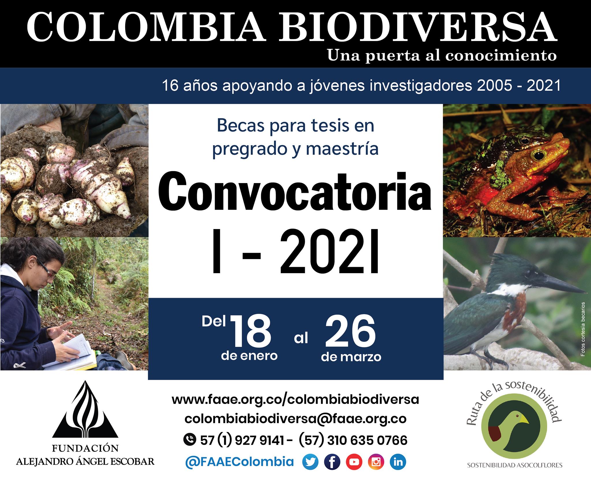 Convocatoria I-2021 Becas Colombia Biodiversa