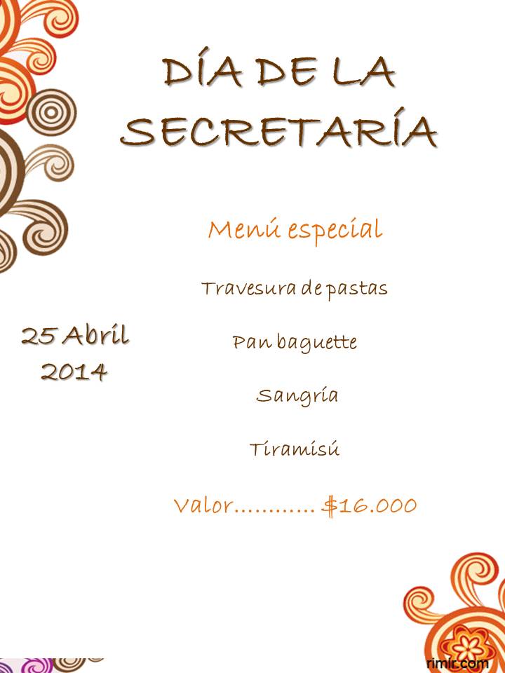 Menú especial día de la Secretaria