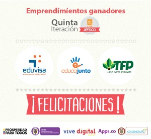 Eduvisa, Educajunto y TFP ganadores de la Quinta Iteración de Apps.co Unab