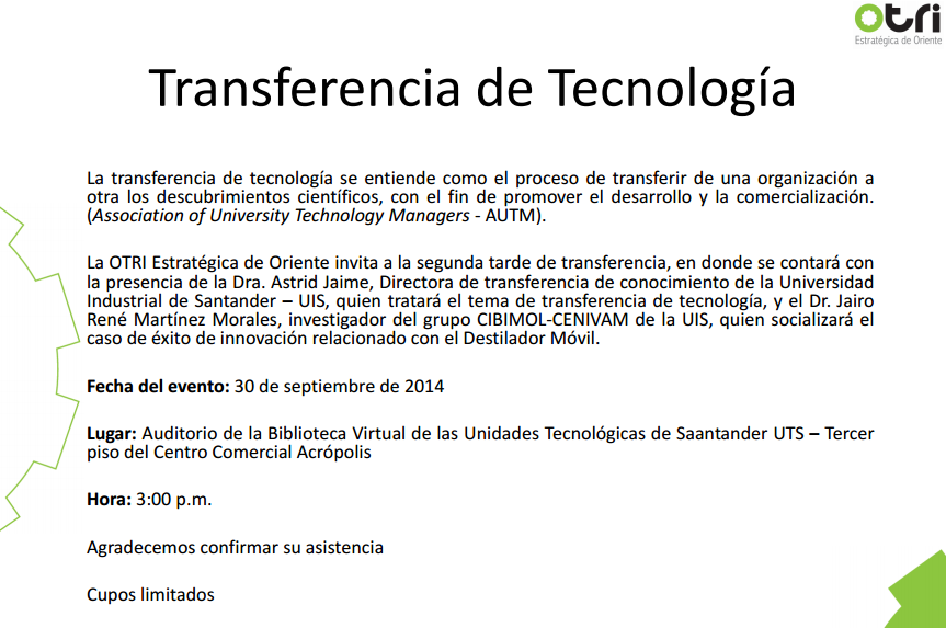 Tarde de Transferencia Tecnológica