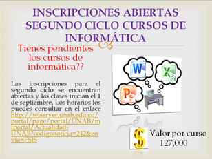 Inscripciones abiertas segundo ciclo cursos de informática básica