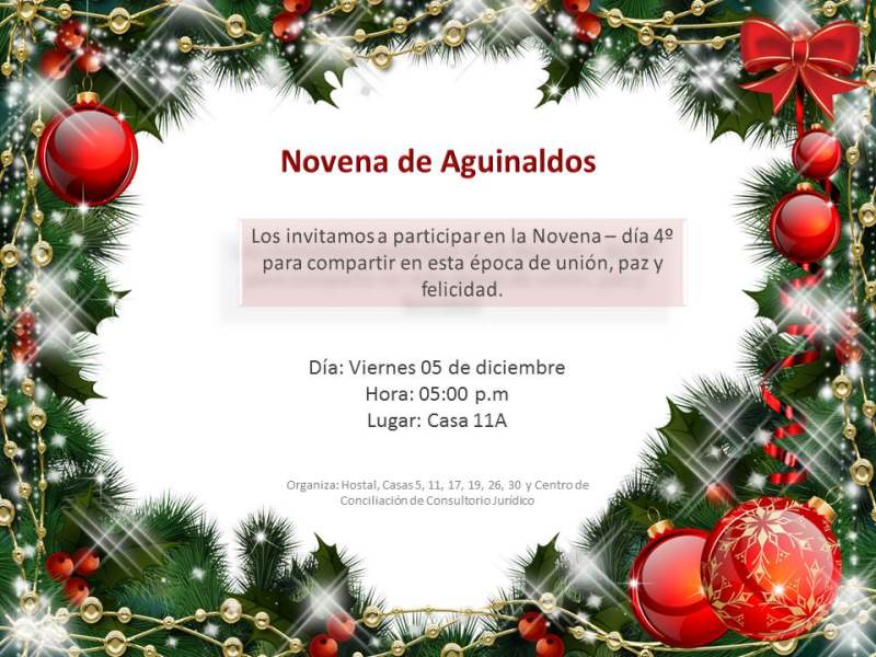 Invitación Novena Hoy 5 de Diciembre