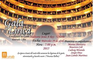 Gala lírica – estudiantes de canto Facultad de Música