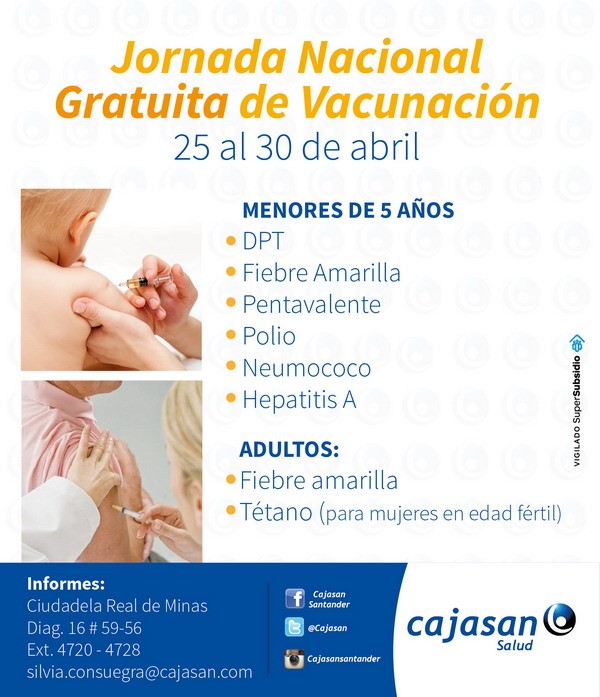 Jornada Nacional Gratuita de Vacunación:  CAJASAN