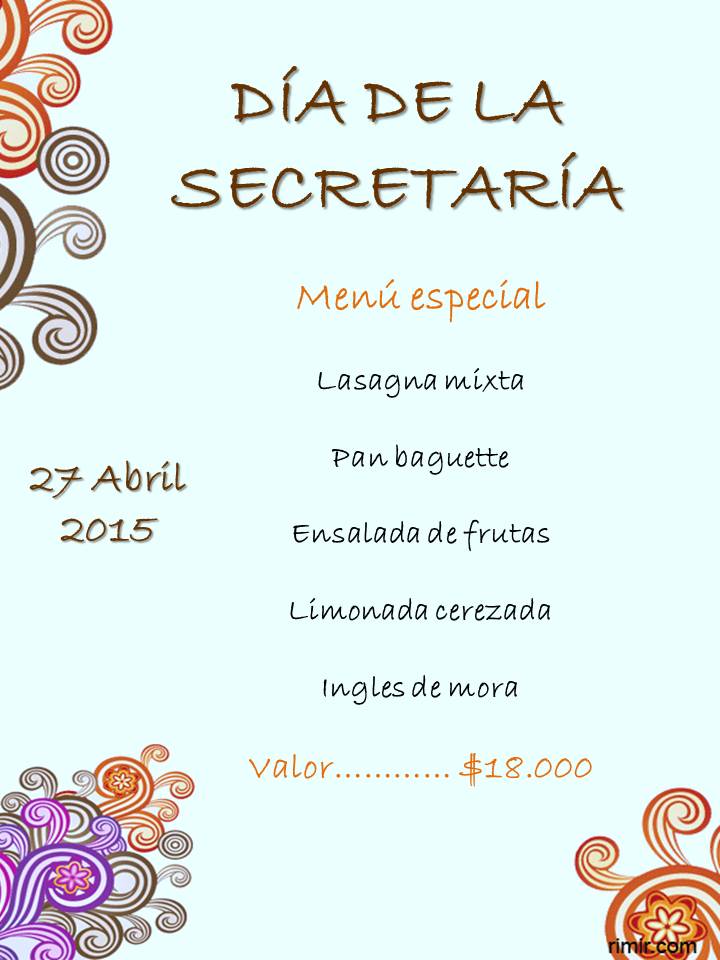 Menú especial día de la Secretaria