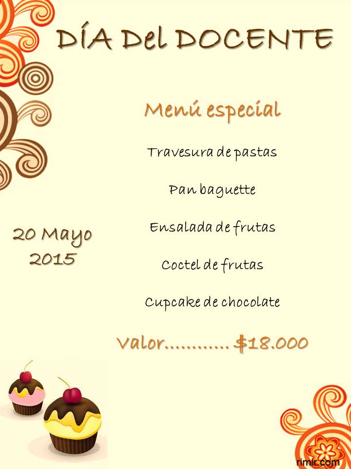 Menú especial día del Docente