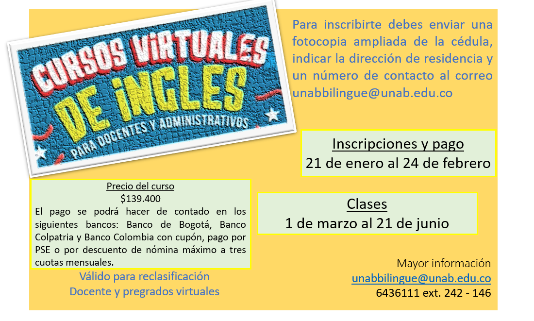 UNAB Bilingüe-Curso Virtual de inglés para docentes y administrativos
